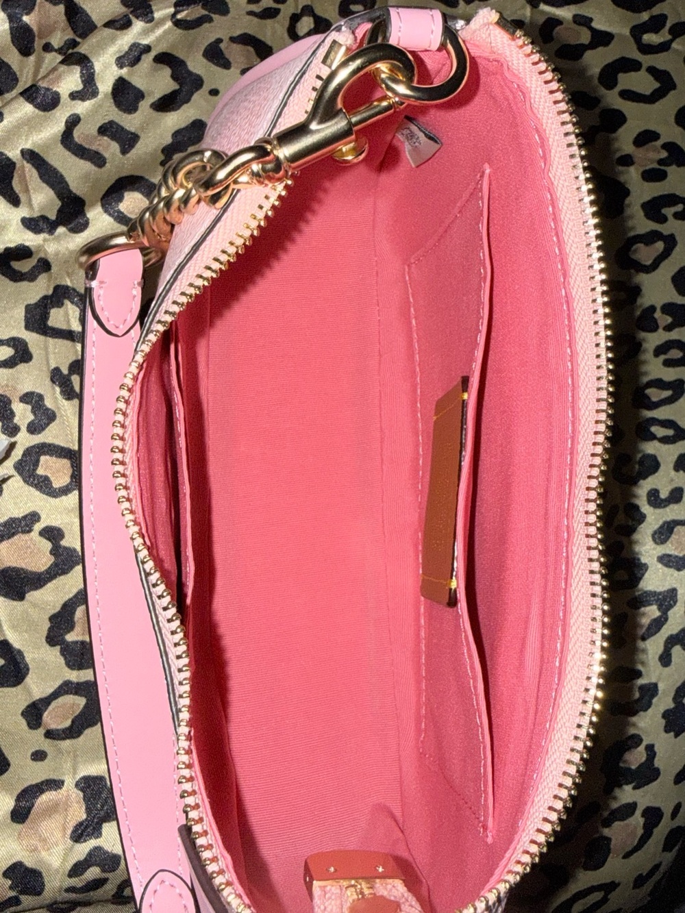 Coach Pink Signature Mini Shoulder Bag with Gold Chain - Picture 10 of 10